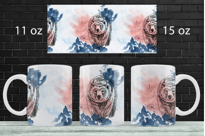 Landscape mug wrap Woodland mug sublimation Wild Mug design