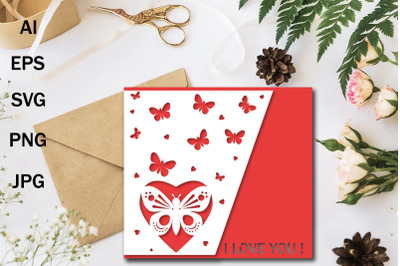 Papercut holiday greeting card template&2C; SVG format