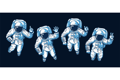 Astronaut ok hello victory signs