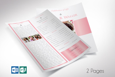 White Pink Single Sheet Funeral Program