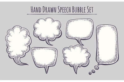 Hand drawn speech bubble set