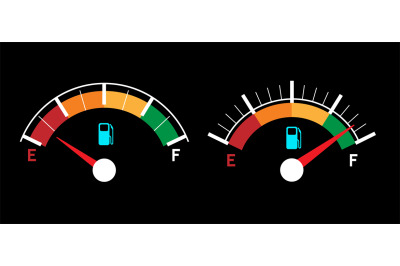 Empty and fueled gas gauges