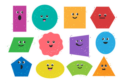 Cartoon geometric shapes characters