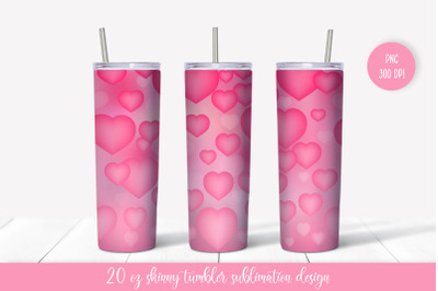 Pink Valentines tumbler sublimation. Hearts wrap design