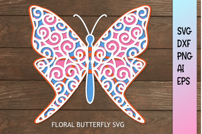 3D Layered Mandala Butterfly SVG. 3D SVG Layered Mandala