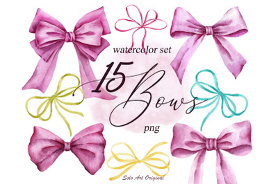 Colorful bows Clipart set Valentine&#039;s day Watercolor
