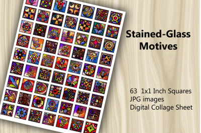 Digital Collage Sheet - Stained-Glass Motives