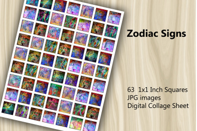 Digital Collage Sheet - Zodiac Signs