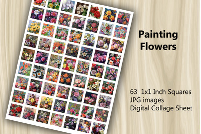 Digital Collage Sheet - Painting Flowers