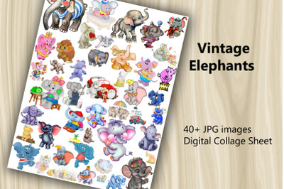 Digital Scrapbooking Kit - Vintage Elephants