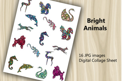 Digital Scrapbooking Kit - Bright Animals