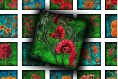 Digital Collage Sheet - Bright Herbarium