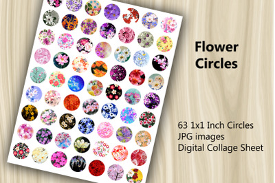 Digital Collage Sheet - Flower Circles