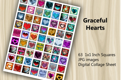 Digital Collage Sheet - Graceful Hearts