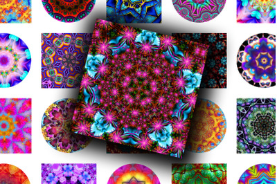 Digital Collage Sheet - Bright Kaleidoscope