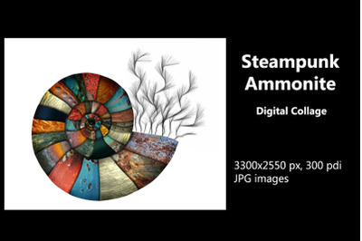 Steampunk Ammonite - Surreal Digital Collage