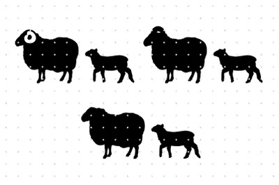 Ram and Sheep with Baby Lamb SVG clipart