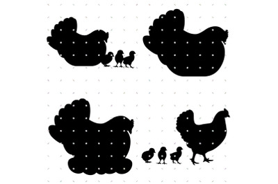 Mother Hen with small Chicks SVG clipart