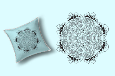 Mandala doodle drawing. Floral round ornament