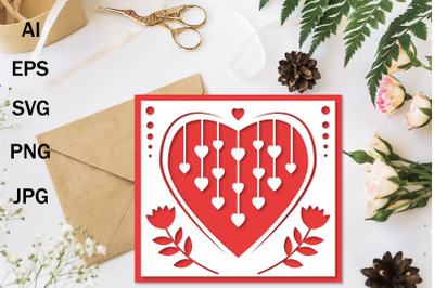 Papercut holiday greeting card template, SVG format