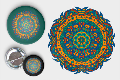 Mandala. Doodle drawing. Round ornament. Blue
