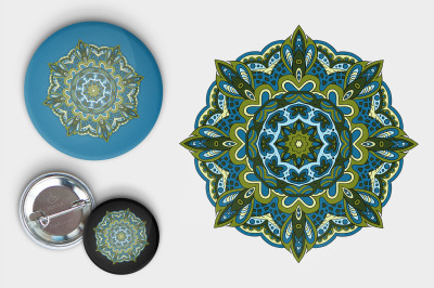 Mandala. Doodle drawing. Round ornament. Olive