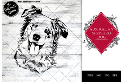 Australian Shepherd  Dog Funny Head vector