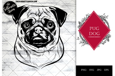 Pug-  Dog Funny Head vector