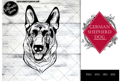 German Shepherd  Dog Funny Head vector