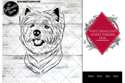 West Highland White Terrier  Dog Funny Head vector