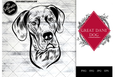 Great Dane  Dog Funny Head vector