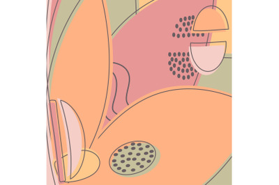 Drawn colorful abstract shapes. Doodle floral objects, petals lines, d