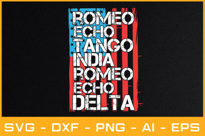 ROMEO ECHO TANGO INDIA ROMEO ECHO DELTA USA FLAG