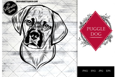 Puggle  Dog Funny Head vector