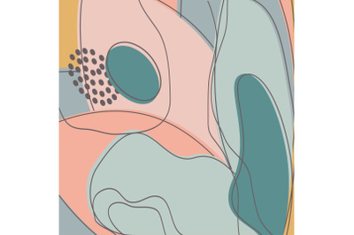 Drawn colorful abstract shapes. Doodle floral objects, petals lines, d