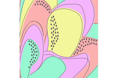 Drawn colorful abstract shapes. Doodle floral objects, petals lines, d