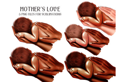 African american baby and mother&#039;s hands clipart - 5 png