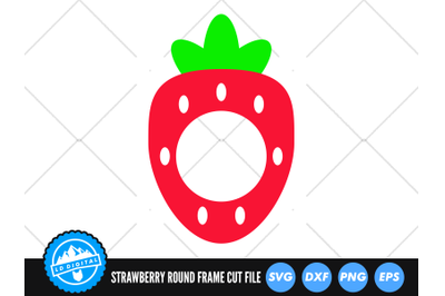 Strawberry Round Frame SVG | Kawaii Fruit Cut File | Berries SVG