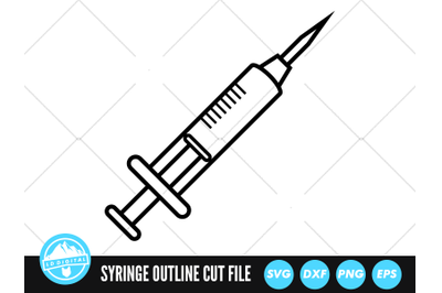 Syringe Outline SVG | Hypodermic Needle Cut File | Nurse SVG