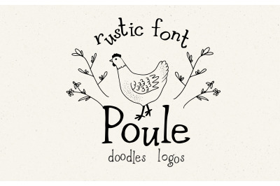 Poule. Rustic Serif Font| Dooldles | 8 logos | Farmhouse Font