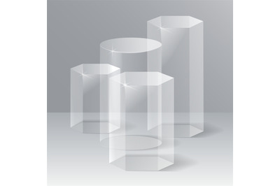 Showroom podiums, crystal pedestals