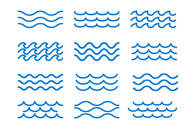 Sea wave outline elements