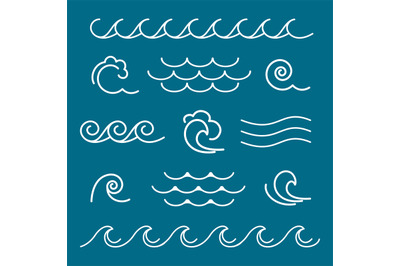 Marine waves line graphics