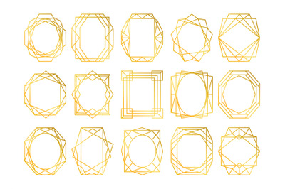 Card design geometric golden frames