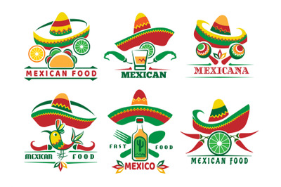 Mexican fast food logo set