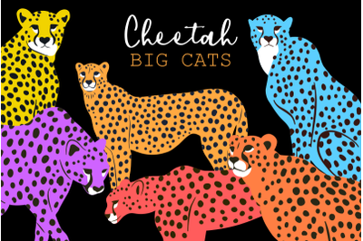 Cheetah Big Cat Minimal Flat Graphic Clipart