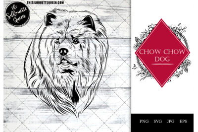 Chow Chow Dog Funny Head Portrait Sketch Vector