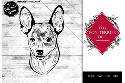 Toy Fox Terrier Dog Funny Head Portrait Sketch Vector