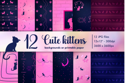 Cute kittens background or printable digital paper.