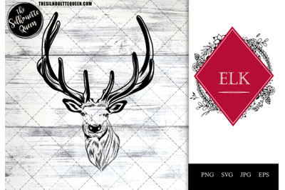 Elk Funny Head Portrait Sketch Vector